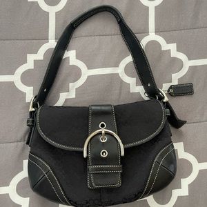 Coach shoulder bag, black canvas signature.